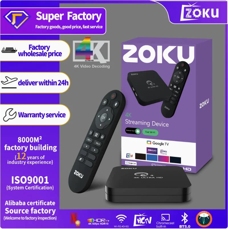 TV Box Android 14 Q4 Amlogic S905L3 con IPTV Gratuito Incluso, Supporta Dual Wifi 2.4G&5G, BT5.0, Lettore Multimediale 4K, Set-Top Box con Controllo Vocale