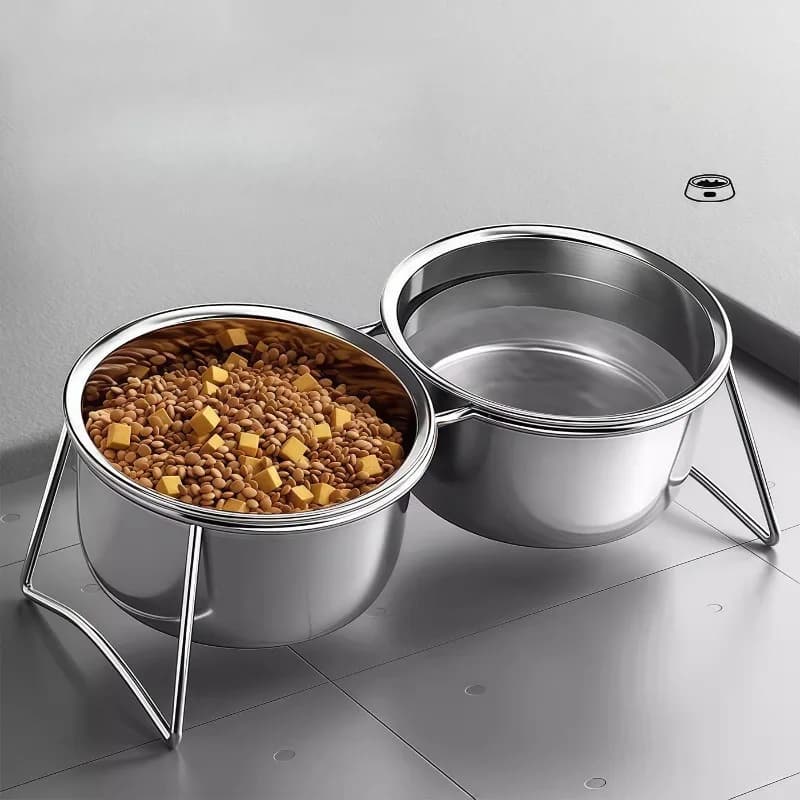 New Stainless Steel Double Bowl Pet Feeding Station Elevated Dog Bowl Pet Feeder and Water Dispenser Dogs Accessoires