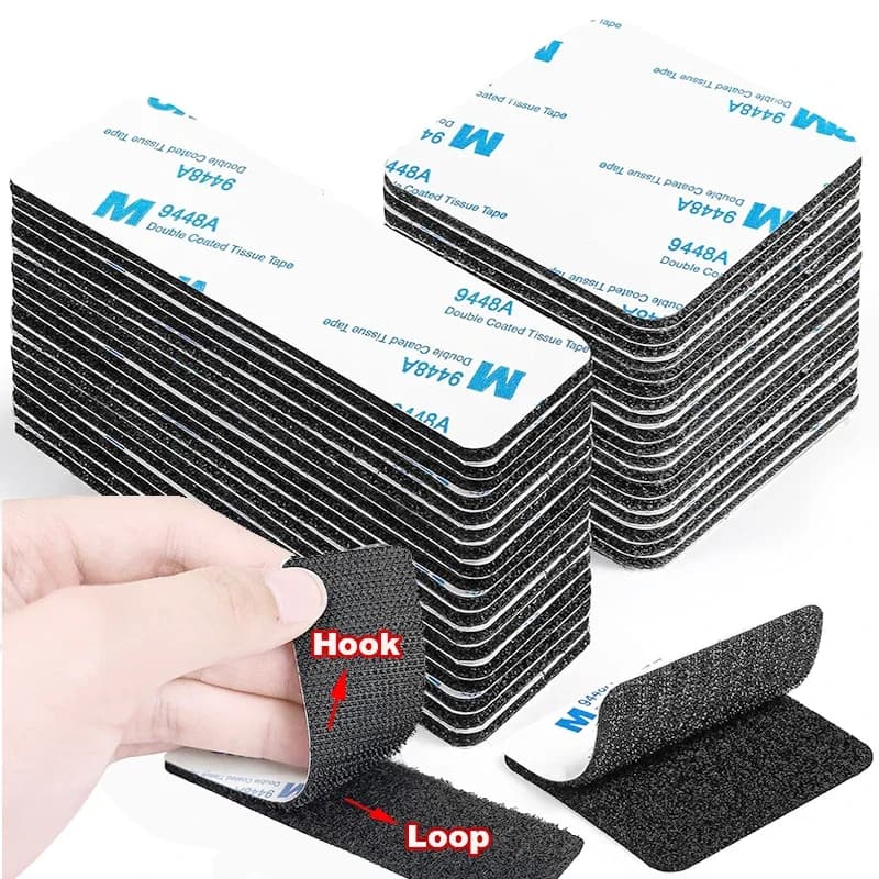 2-100 pezzi forte autoadesivo nastro di fissaggio con gancio e anello nastro adesivo adesivo in nylon rettangolare con colla forte per l'artigianato fai da te