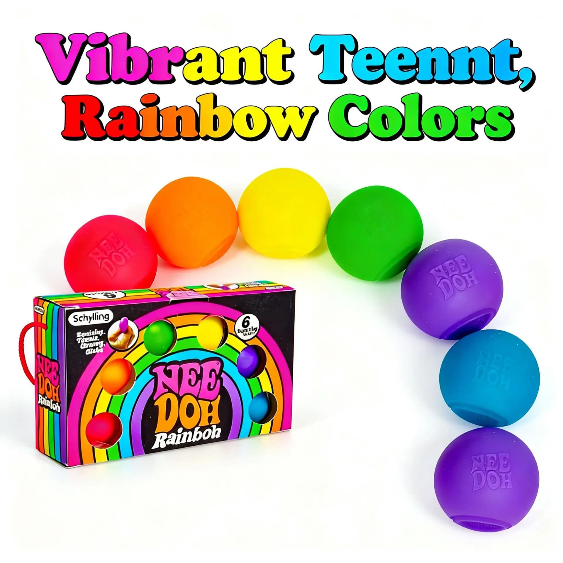 Rainbow Squishy Ball Fidget Toy Soft Stress Relief Ball Hand Squeeze Sensory Toy for Kids Adult Anti‑Stress Gift