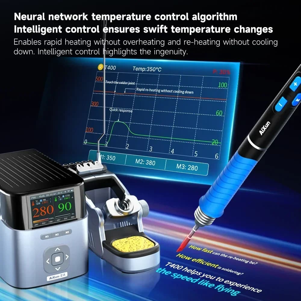 Welding station AiXun T400 with welding handle T225 4 in 1 Plug to 7 cores Quick heating for precision welding repair PCB BGA