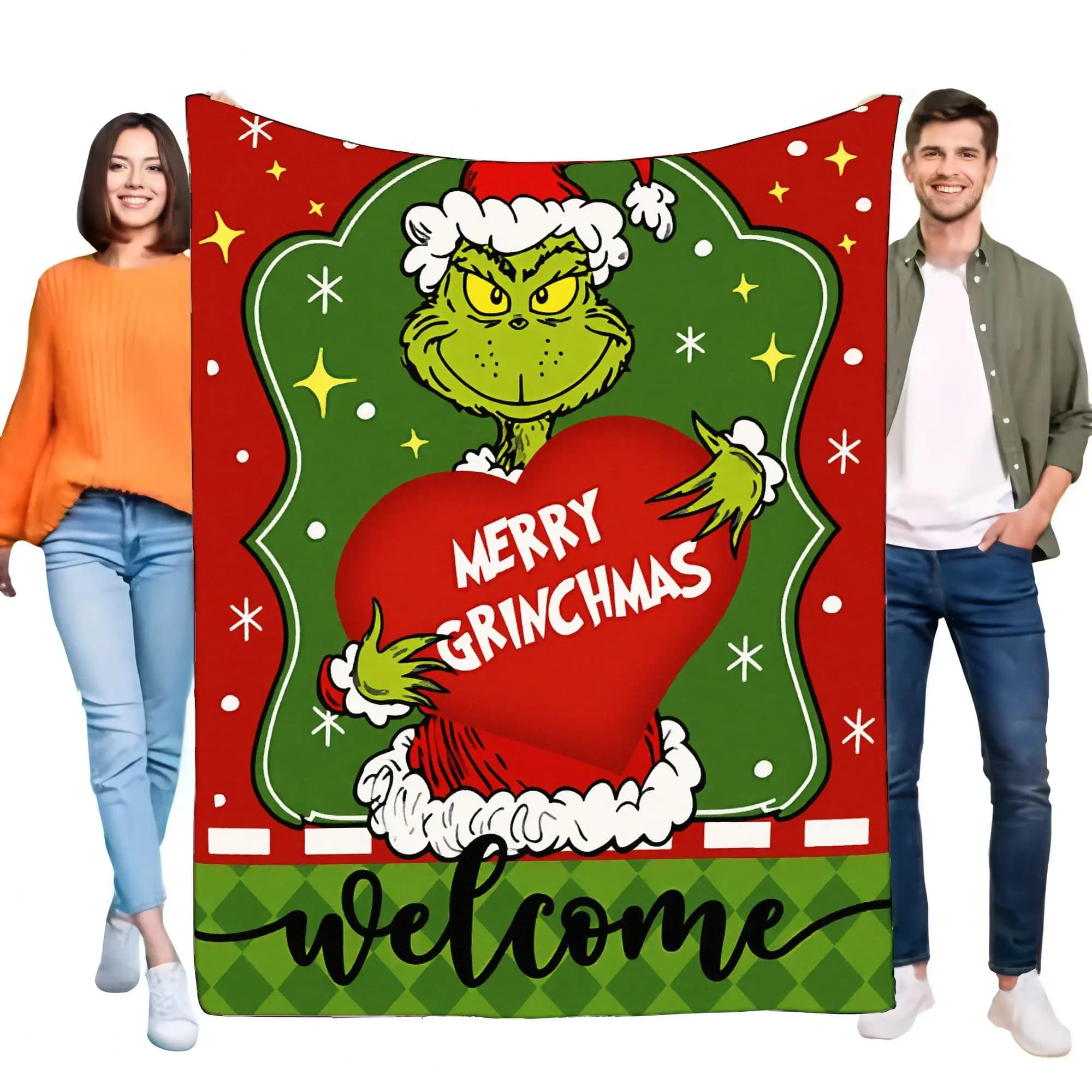 Christmas Grinch Blanket Cozy Soft Plush Sofa Throw Warm Holiday Gift for Kids and Adults, Perfect for Festive Decor and Winter
