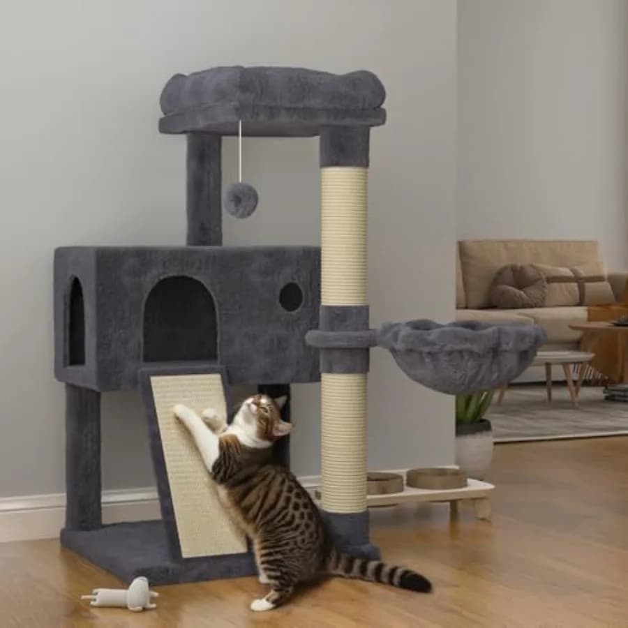 Albero per Gatti da 36 Pollici con Amaca e Tiragraffi in Sisal per Gattini da Interno in Stanze Piccole