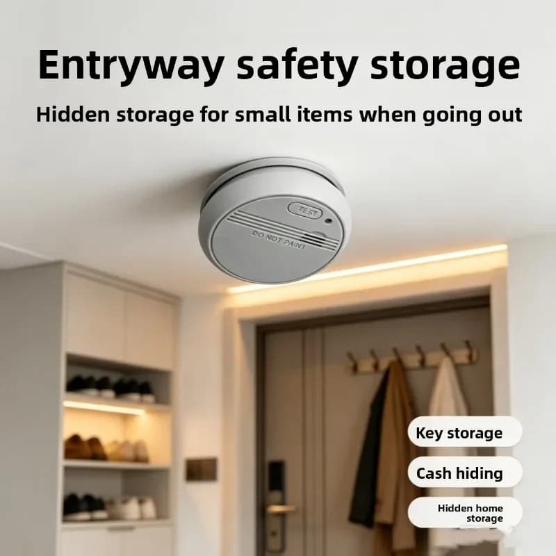 Protective Realistic Smoke Detector Hidden Storage Box Secret Compartment for Keys Cash Jewelry Home Security
