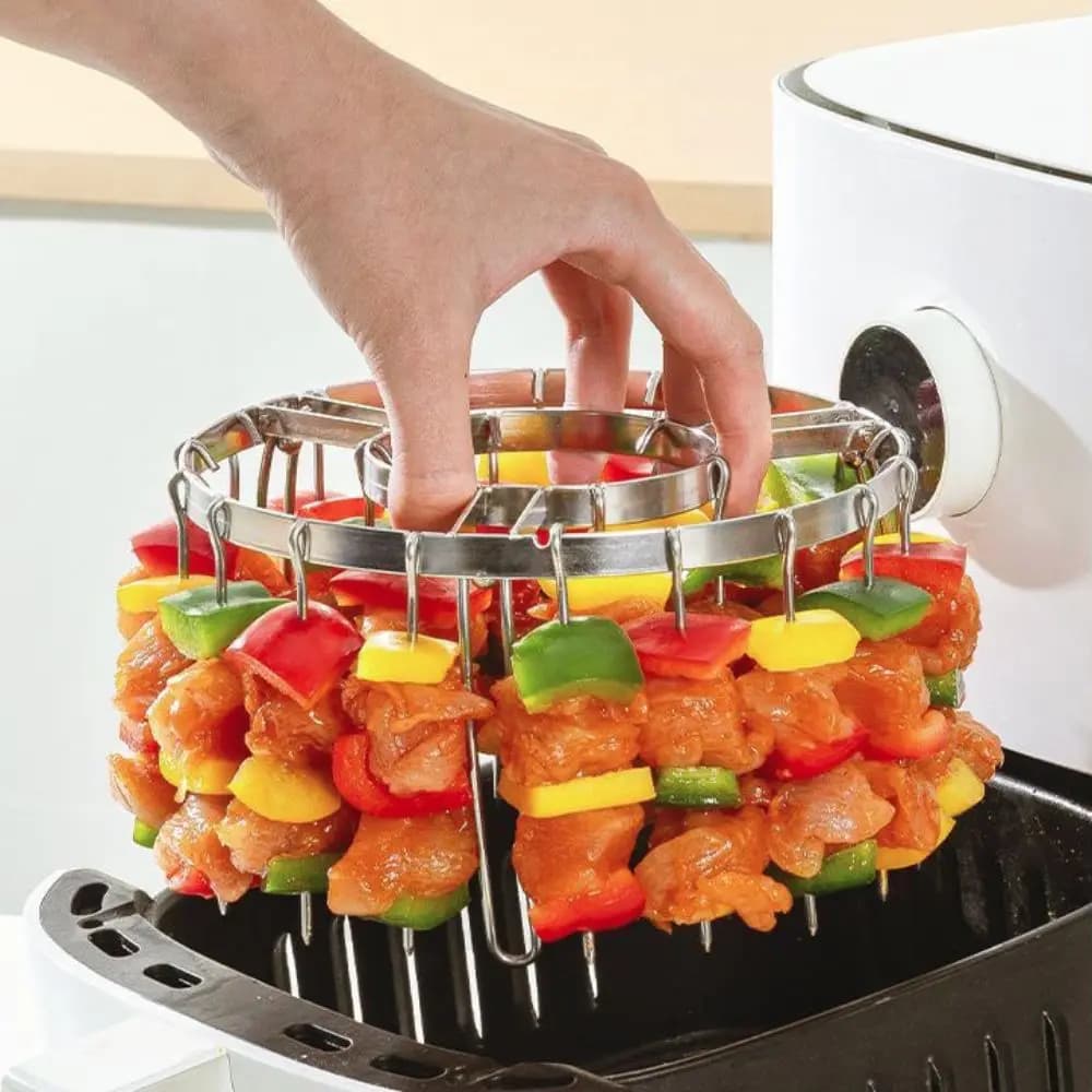 Stainless Steel 304 Vertical 24/28 Spiedini Grid Barbecue for Air Fryer Square/ Round