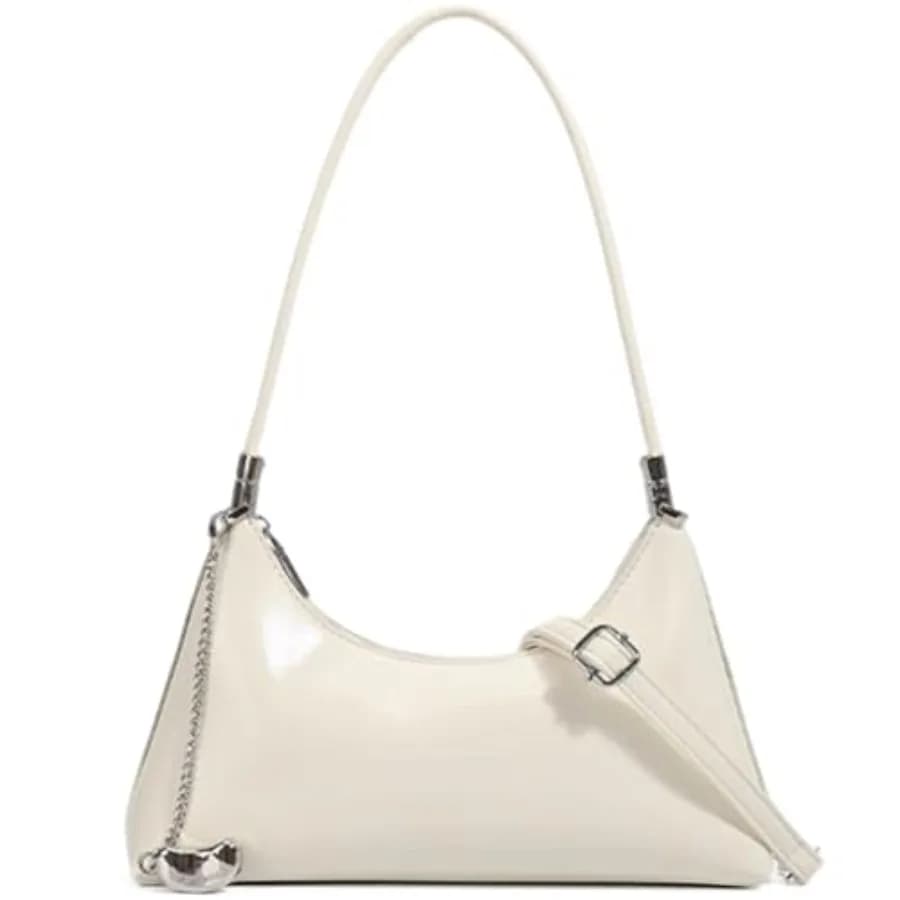 Shoulder Bag for Women Faux Leather Hobo Satchel Handbags with Chain Charm, 2 Removable Strap Trendy Crossbody Purse Bag