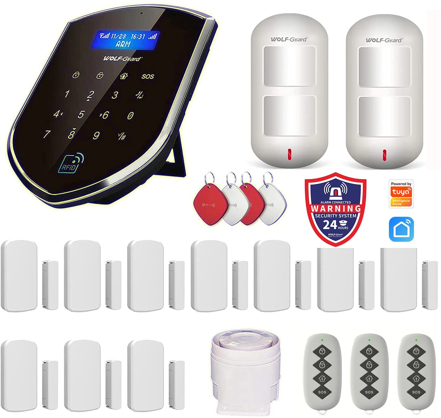 Wolf-Guard 2.4G Wifi GSM SMS Allarme domestico wireless Kit sistema antifurto di sicurezza Controllo APP Sensore di movimento PIR Rilevatore porta