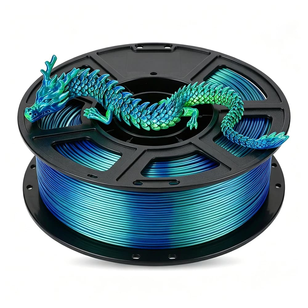 Filament PLA Blue-Green Silk 1.75mm for FDM 3D Printers, PLA 2 Color Green Silk-Blu 250g 500g 1Kg