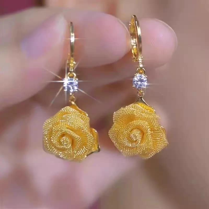 High-end metal flower ear hook light luxury high-end earrings fashionable simple personality cross-border hot-selling earrings