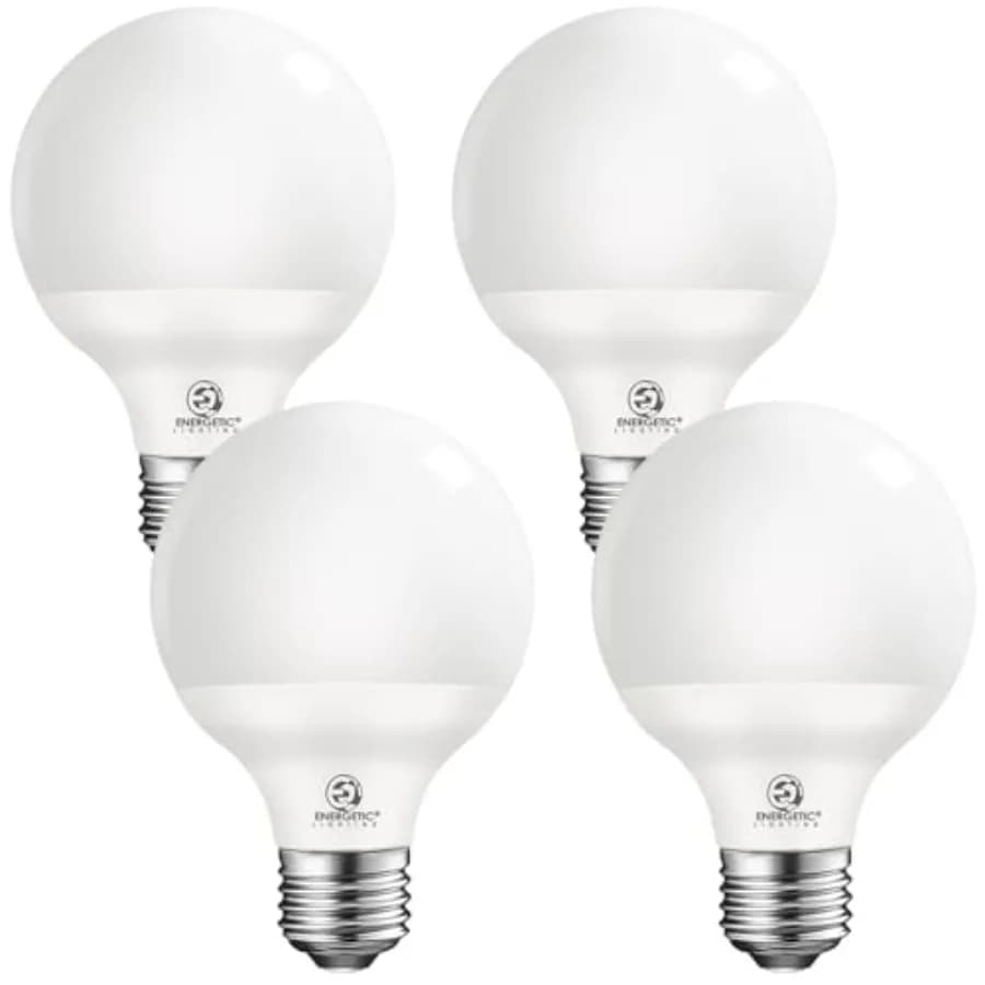 Energetic Vanity Globe Light Bulbs G25 LED for Bathroom Mirror Living Area, Cool White, Dimmable 600 Lumens, 6W, E26 Base, Roun