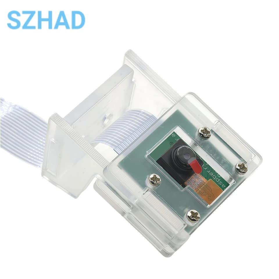 OV5647 5 Megapixel compatible camera module with Raspberry Pi 3 4 – Includes transparent acrylic bracket and adjustable camera support