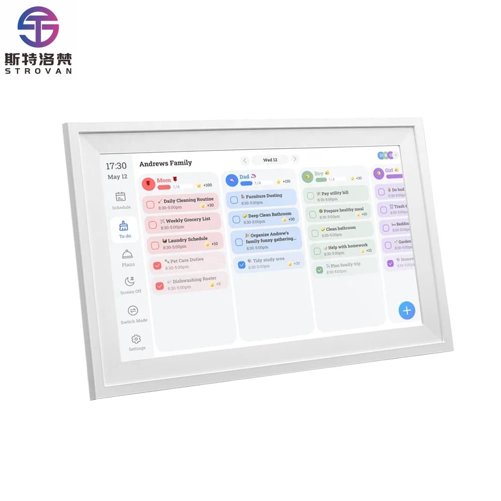 Display interattivo Smart Touch da 10 pollici Cornice per foto digitale Calendario WiFi Programma familiare Grafico dei lavori di lavoro Supporto per foto digitali MP4