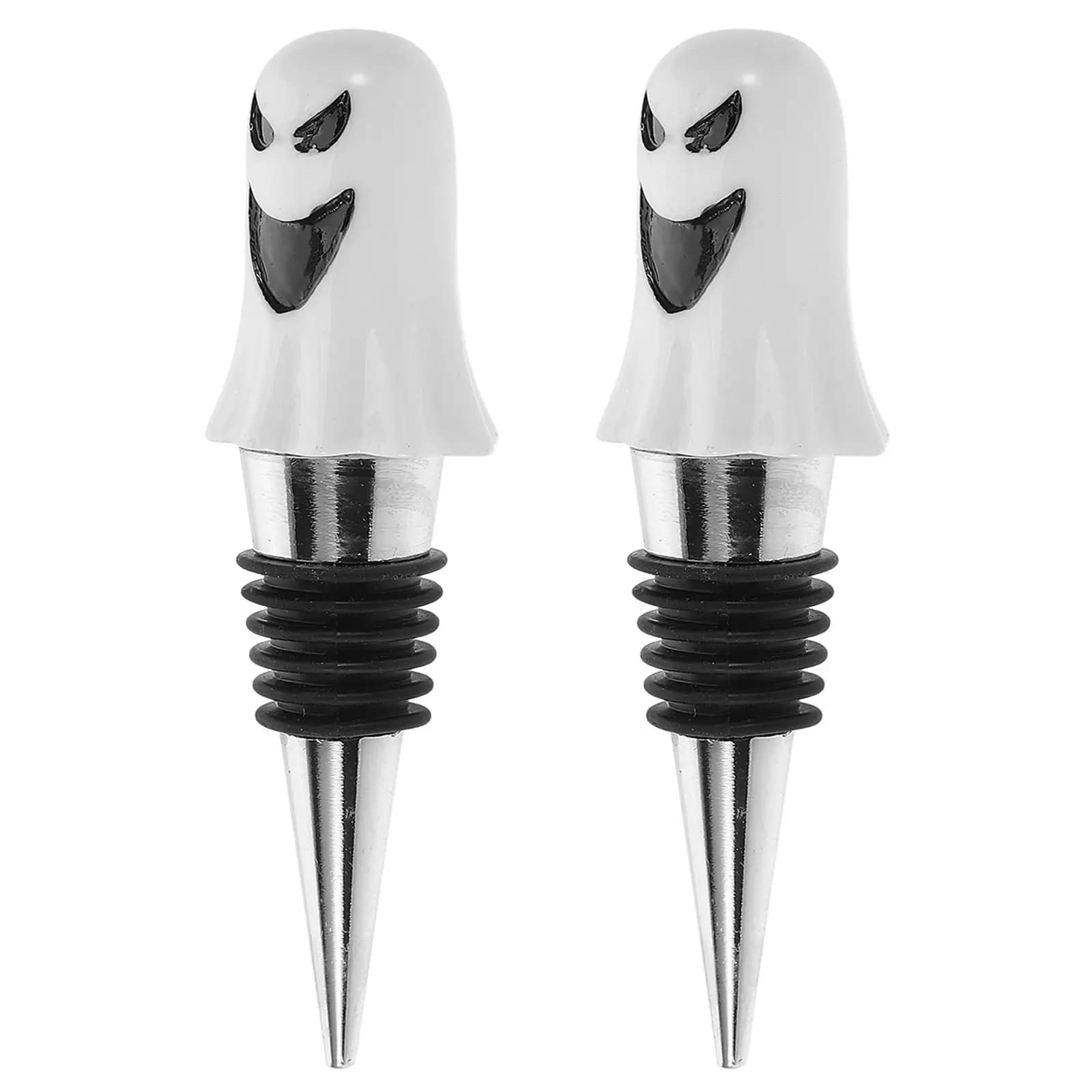 2 tappi per vino a forma di fantasma, decorativi per Halloween, riutilizzabili, resistenti all'usura, portatili, per feste, accessori per il vino domestico
