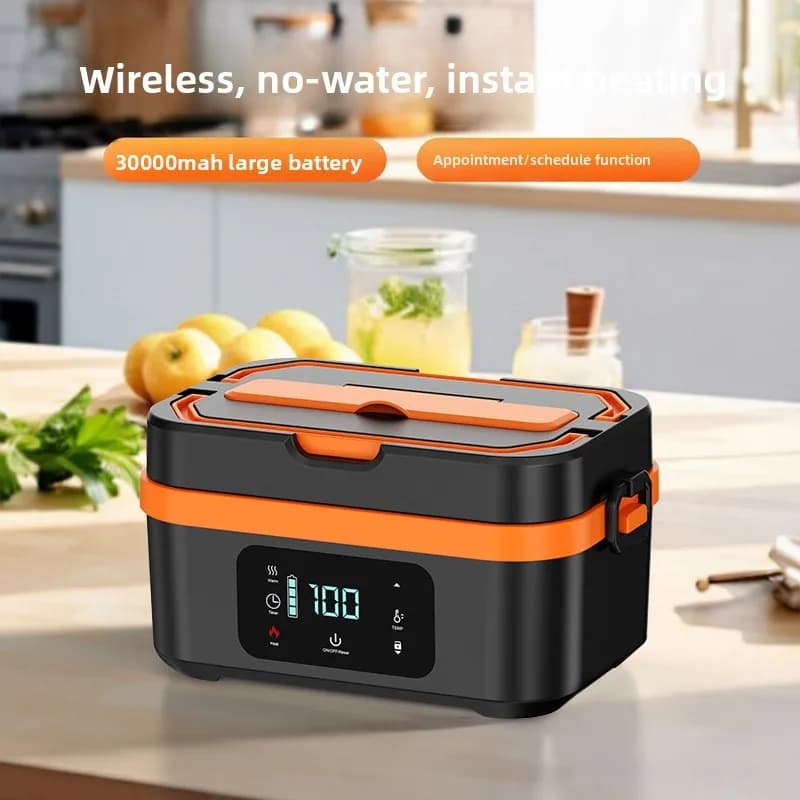 Nuovo Contenitore Elettrico per Pranzo da 30.000 mAh in Acciaio Inox di Grado Alimentare, Personalizzabile, Portatile, 1,35L, per Esterni, Ufficio, Scuola, USB