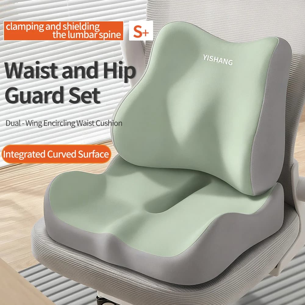 Cuscino del sedile in memory foam da 2 pezzi con supporto lombare per sedie da ufficio - Cuscino lombare all-in-one per seduta prolungata in ufficio o