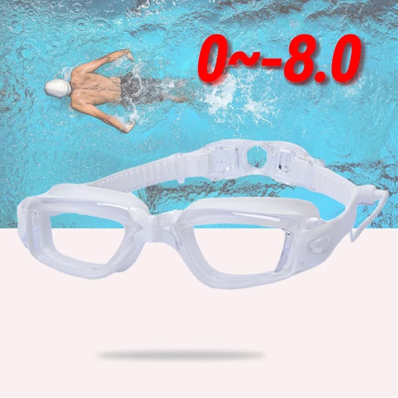 From 0 to -8.0 Miopia for adults Silicone HD Transparent lens/Package Swimwear Anti-fog White Snake Swim Glasses Customized Several