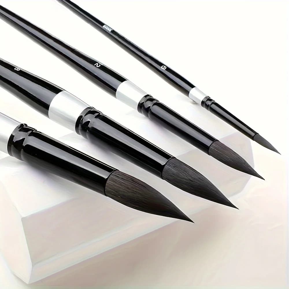 7/14pcs Round Squirrel Hair Paint Brush Set for Watercolor, Inks, Gouache & Tempera, Professional Artist Quality, Wood Handle