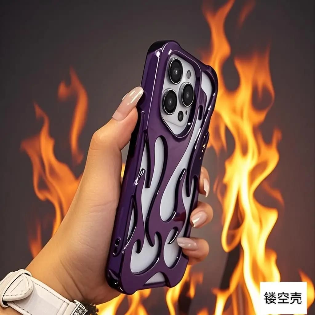 Custodia Protettiva Antiurto 3D a Fiamma Vuota per iPhone 17 Air 16 15 14 13 12 11 Pro Max 16E Plus