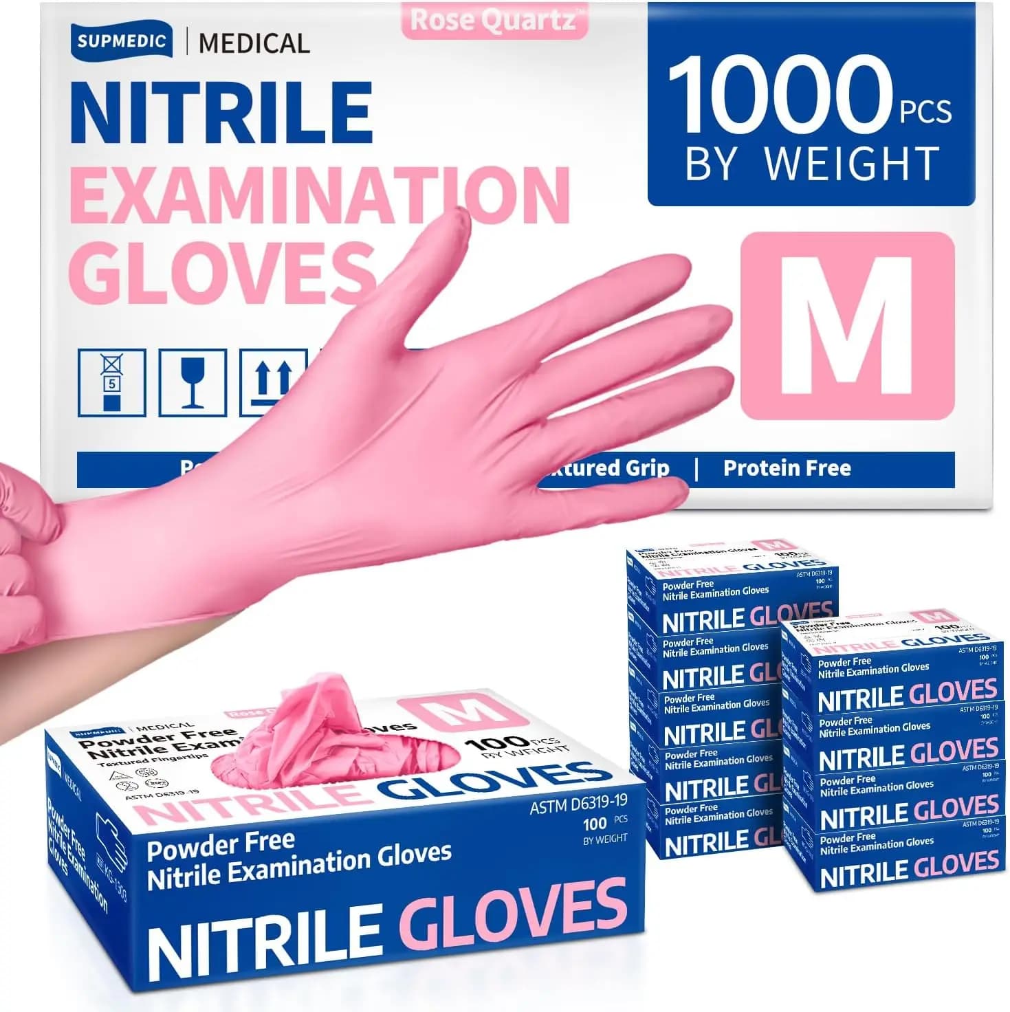 Guanti in Nitrile per Esami, Senza Polvere e Senza Lattice, Monouso per Uso Medico, Cucina, Estetica e Pulizie, 1000 Pezzi