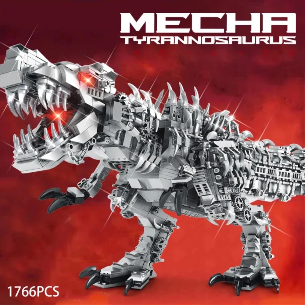 1766 pezzi Battle Mech T-Rex Building Blocks Kit modello di dinosauro robotico articolato posizionabile per display e giochi di combattimento