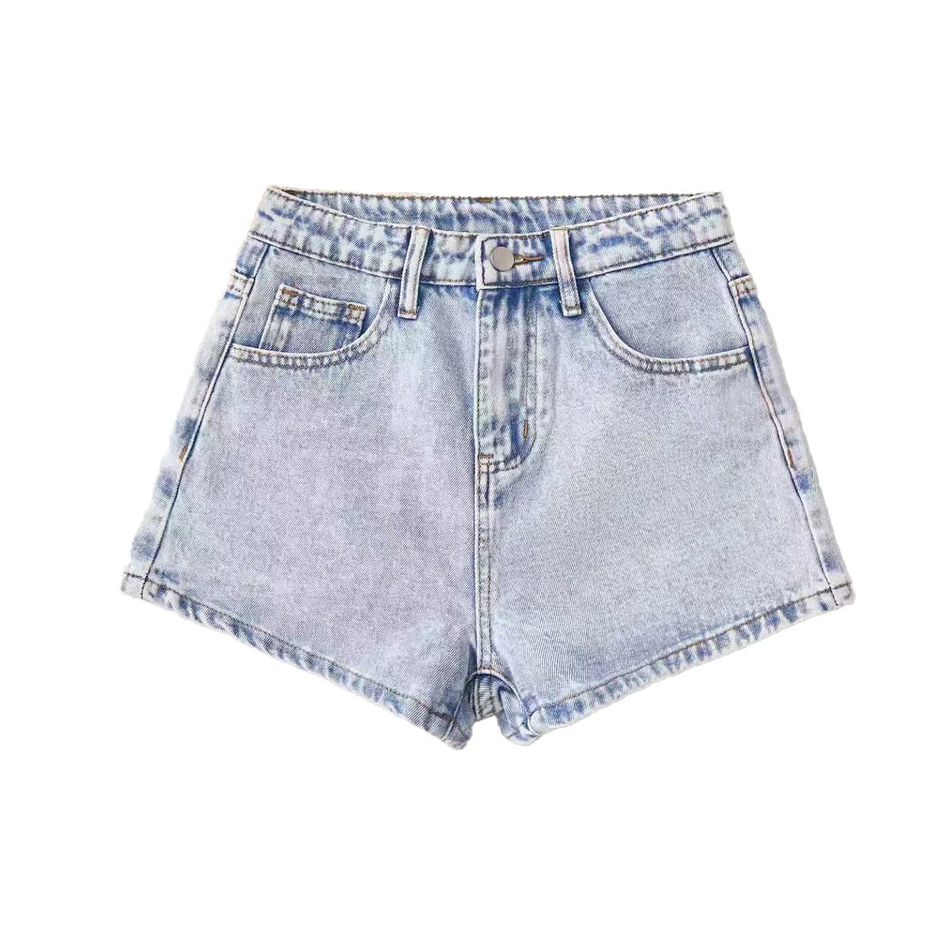 Pantaloncini in denim Y2K per ragazze adolescenti 13-16 anni, pantaloncini in jeans a gamba larga a vita alta con ricamo fiocco rosa, morbidi ed elasticizzati, stile estetico