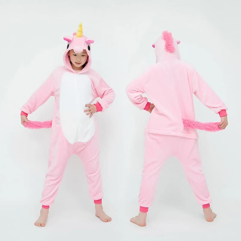 Kigurumi Kids Cute Pink Unicorn Animal Cartoon Pigiama Bambini Indumenti da notte Ragazze Ragazzi Tutine per Natale Festa di Halloween