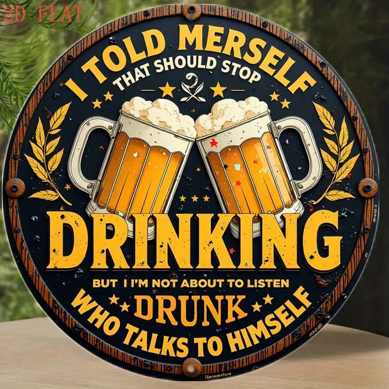 1 Pezzo Insegna da Parete in Metallo con Citazioni Divertenti sulle Birre, Design con Boccali e 'Cheers' - Rotonda da 8 Pollici per Pub, Bar, Decorazione Caverna, per Amanti della Birra