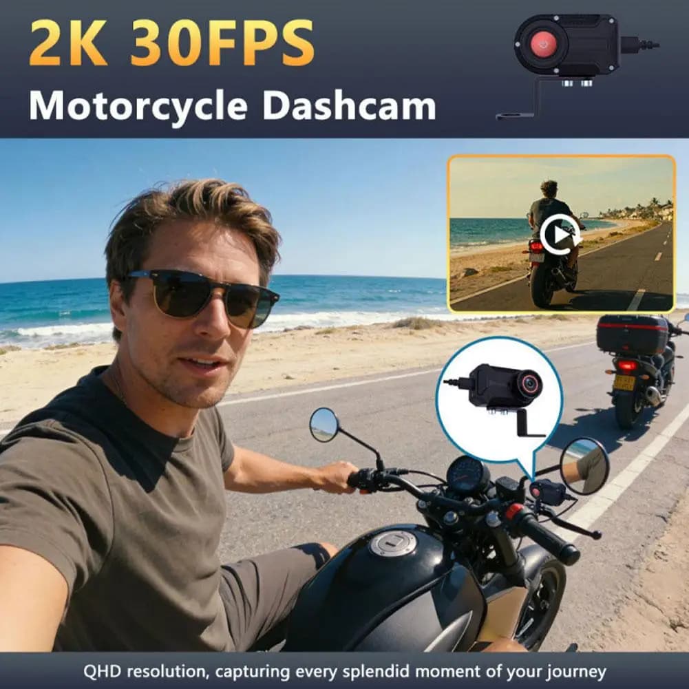 2K HD Moto Guide Recorder with IP66, WIFI and APP waterproof, Dashcam for External Use, Motorcycle Accessories H6C0