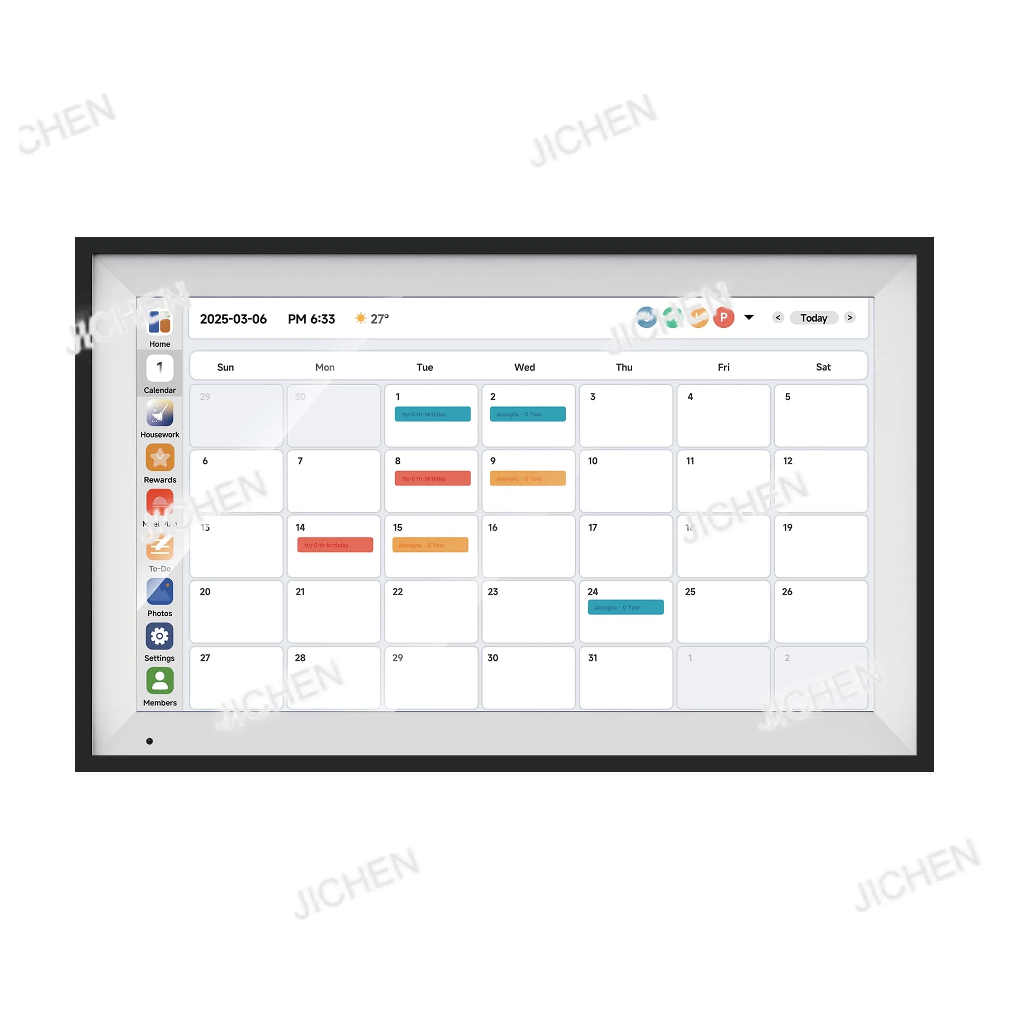 Nuovo cornice digitale da 15,6 pollici Full HD IPS con calendario, orologio, supporto WiFi e touchscreen, in plastica, da scrivania.