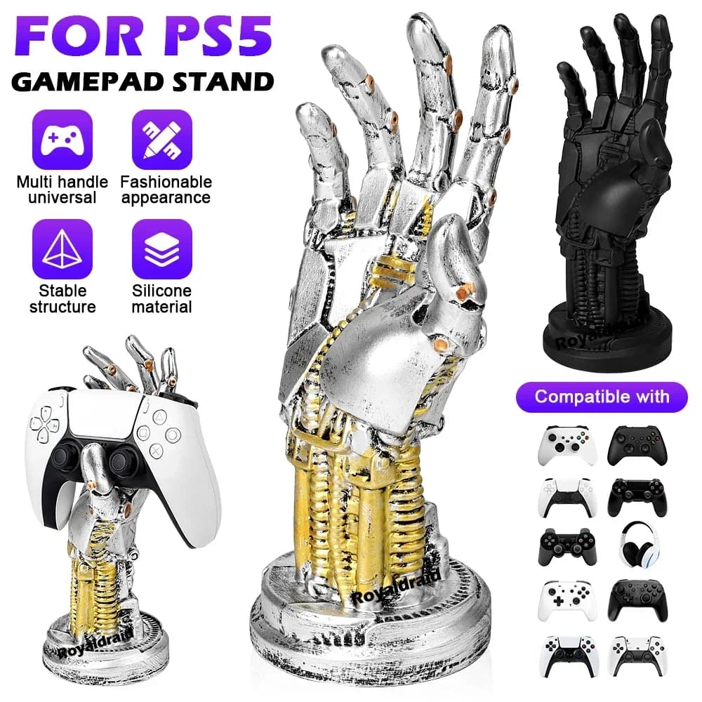 Supporto da scrivania creativo per controller di gioco, supporto a braccio meccanico per gamepad PS5/PS4, supporto per cuffie, decorazione per la casa