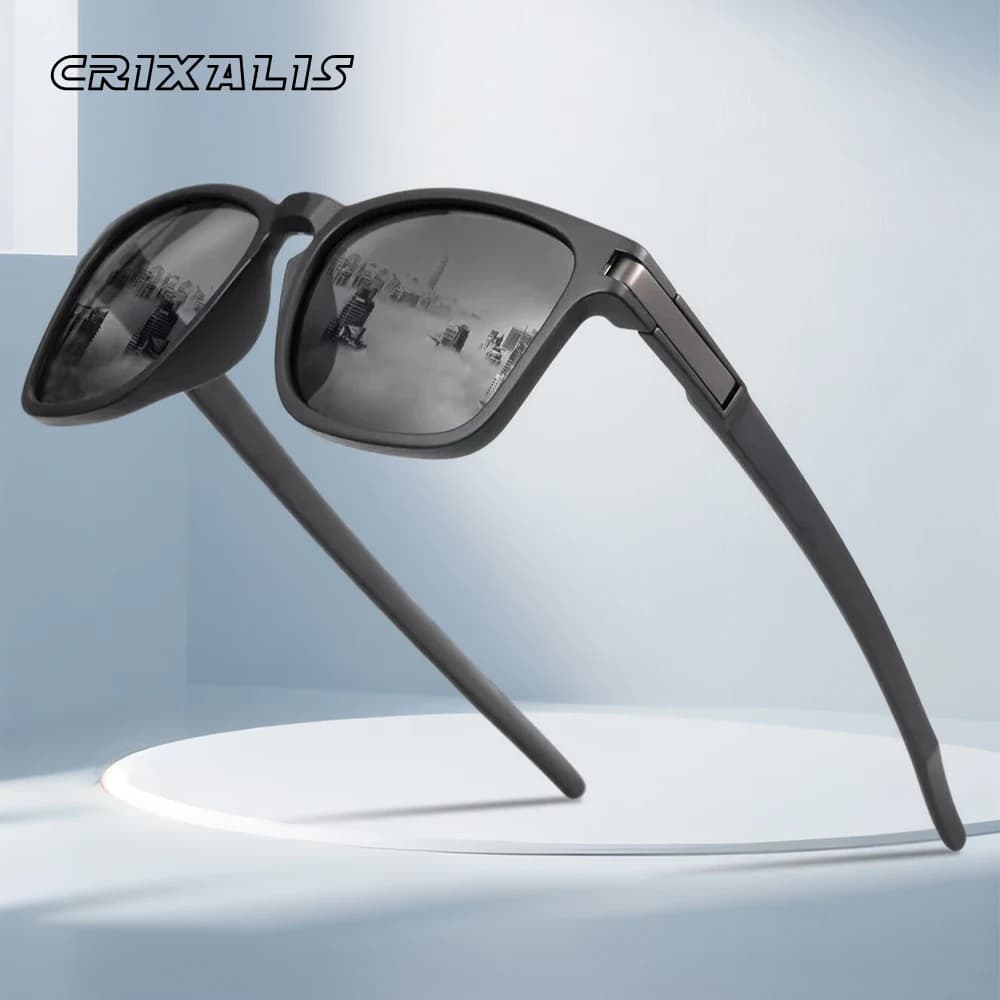 CRIXALIS Fashionable Square Polarized Sunglasses Man Woman Anti-Reflective Driving Sunglasses Vintage Mirror Tone Human UV Protection