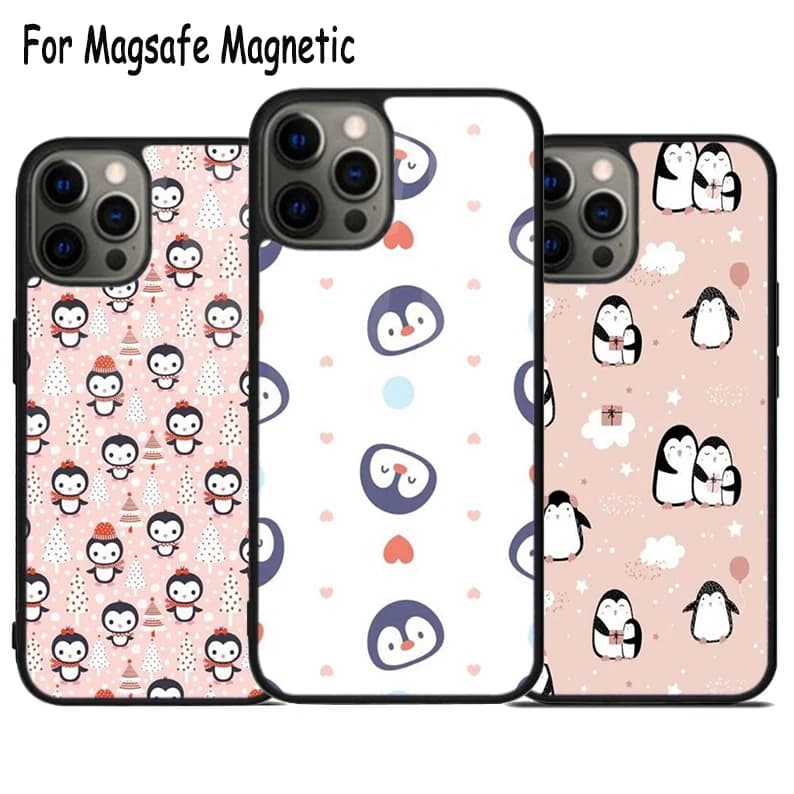 Custodia per telefono wireless con pinguini volanti dell'Antartide per iPhone 17 Air 15 16e 14 13 11 12 Pro Max Plus, Cover Magnetica Magsafe