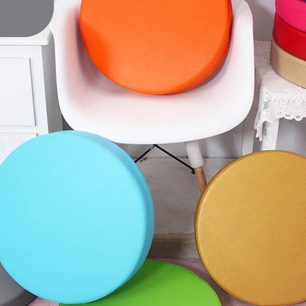 Leather Round Seat Cushion Sponge Pad Customizable for Chair Sofa Meditation Pouf