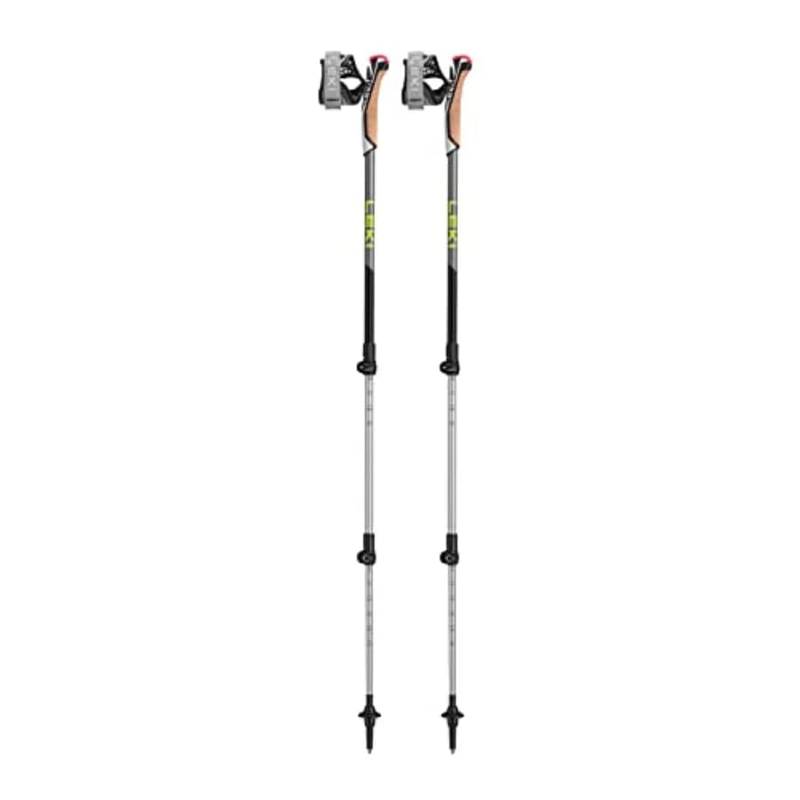 Bastoncini da Trekking in Alluminio Regolabili e Leggeri per Escursionismo e Nordic Walking, Neri con Sistema di Assorbimento degli Urti