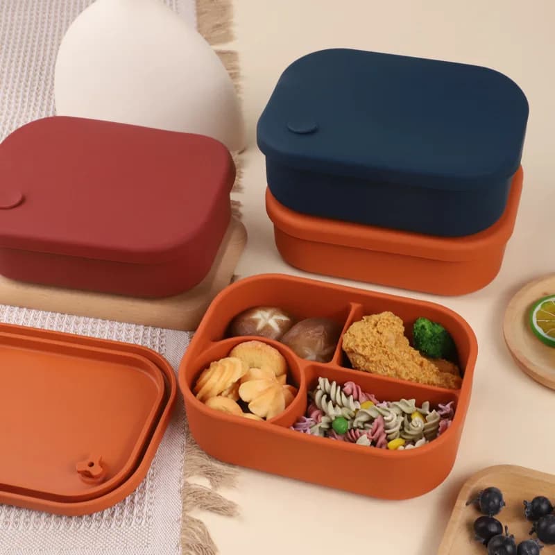Nuova scatola per il pranzo in silicone alimentare, scatola per il raffreddamento del forno a microonde, scatola per la conservazione della freschezza, scatola per il pranzo bento sigillata a griglia