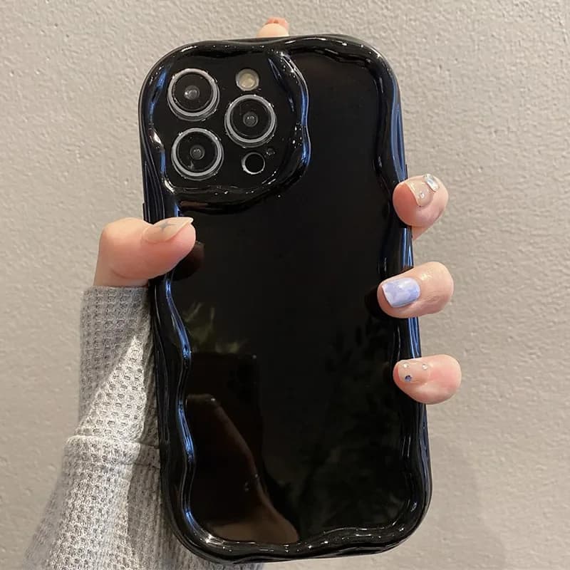 Wave Pattern Solid Color Cream for IPhone 16 15 14 13 12 11 Pro Max X XS Max XR 7 8 Plus Advanced Silicone Anti Drop Phone Case