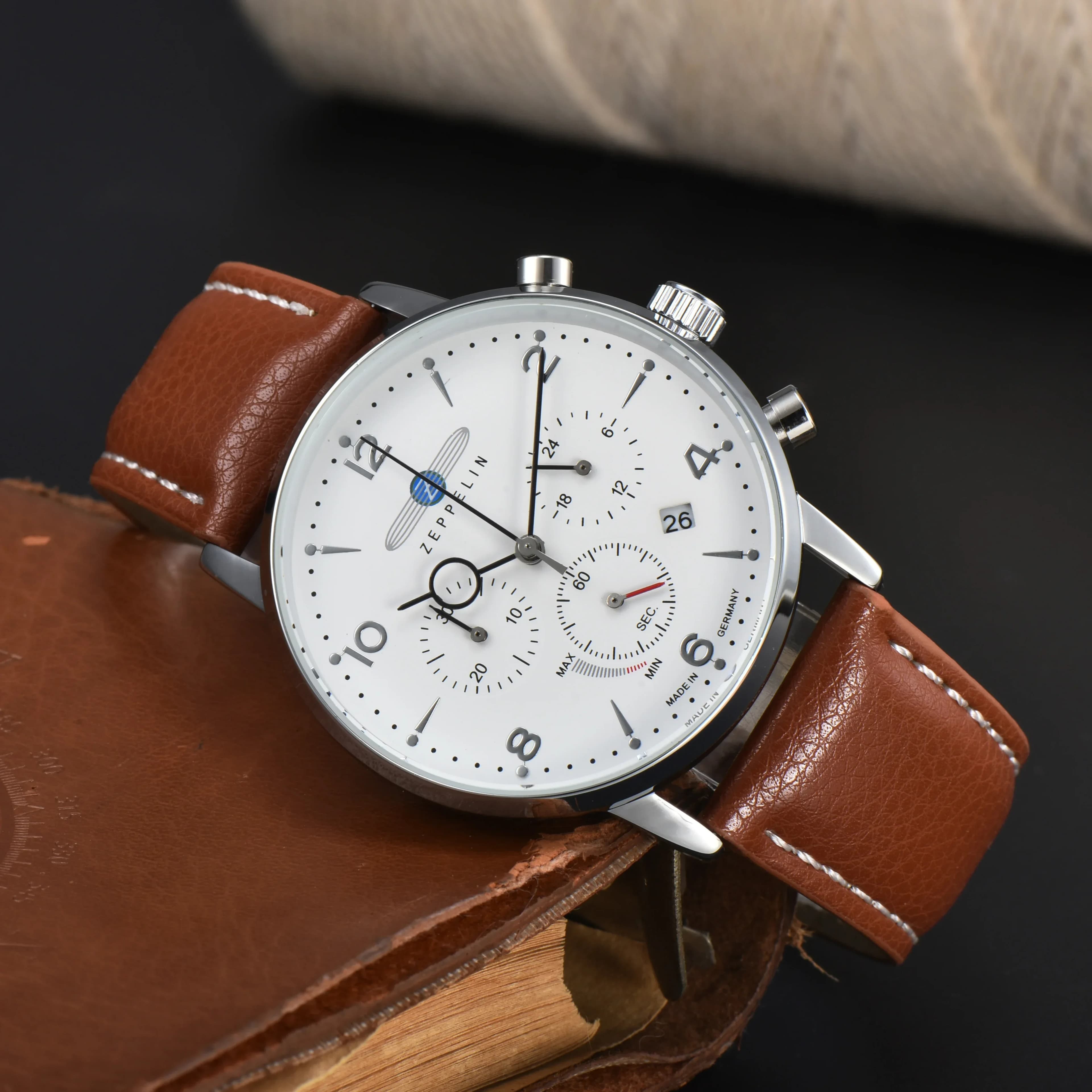 Orologio 2026 Hindenburg Zeppelin 8086-4 Automatico con Data, Cronografo Multifunzione, Serie Top in Pelle