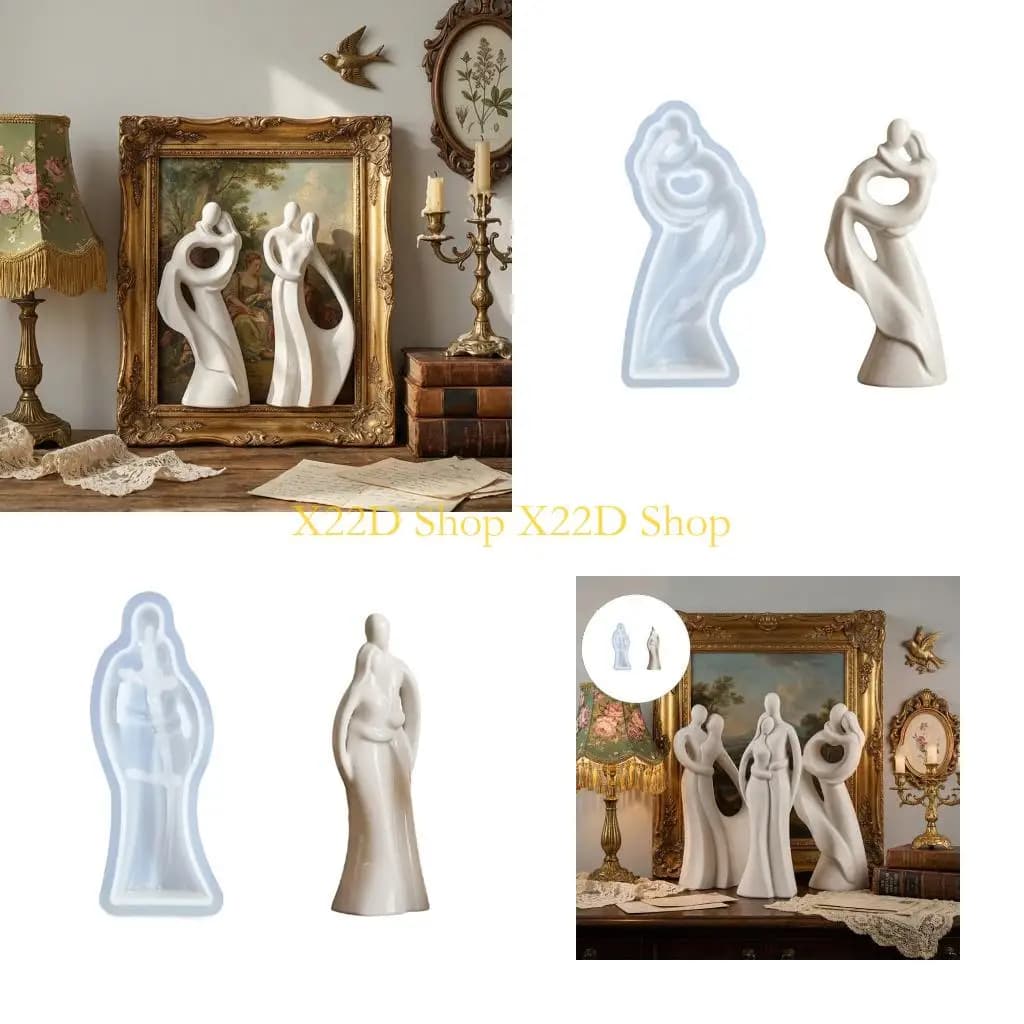 X22D Couple Figurine Silicone Mold Valentine's Theme Silicone Molds for Epoxy Resin Making Soap Home Decoration