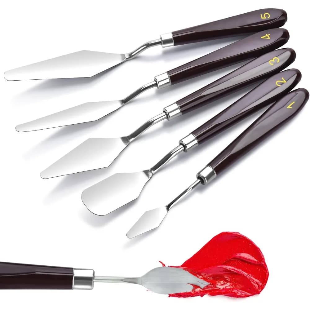 Painting Knife Set: 5-Piece Palette Knife Supplies for Oil, Acrylic Paints and Decorating
