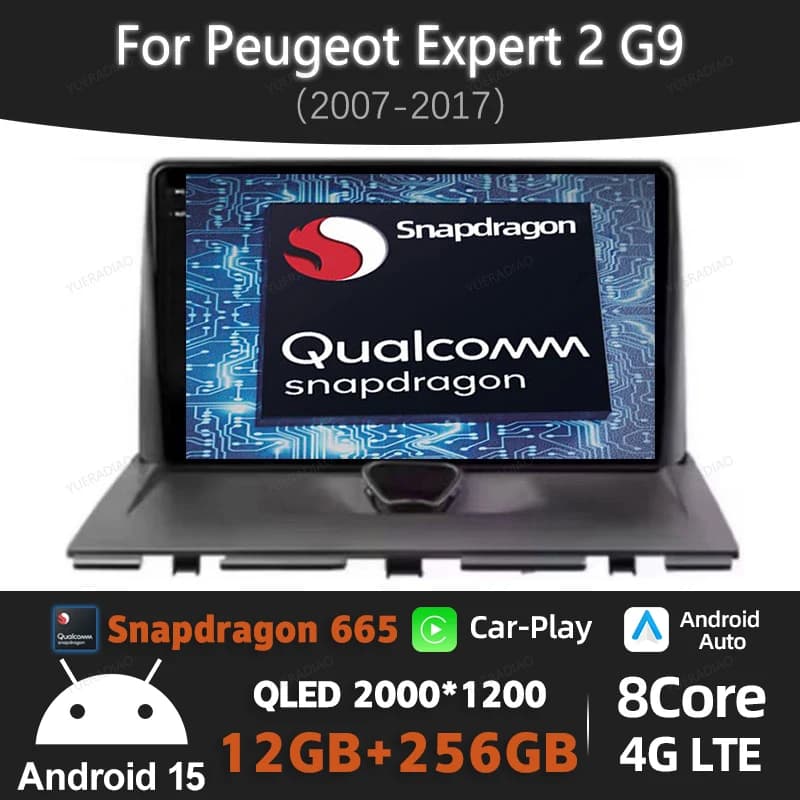 Android 15 Autoradio Per Peugeot Expert 2 Per Citroen Jumpy Per Fiat Scudo Per Toyota Proace 2007 - 2017 4G LTE 5G WIFI QLED BT