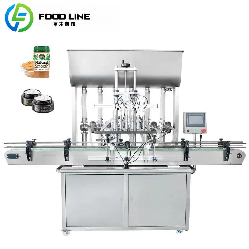Riempitrice di liquidi commerciale per bottiglie, barattoli e contenitori nella produzione di bevande alimentari