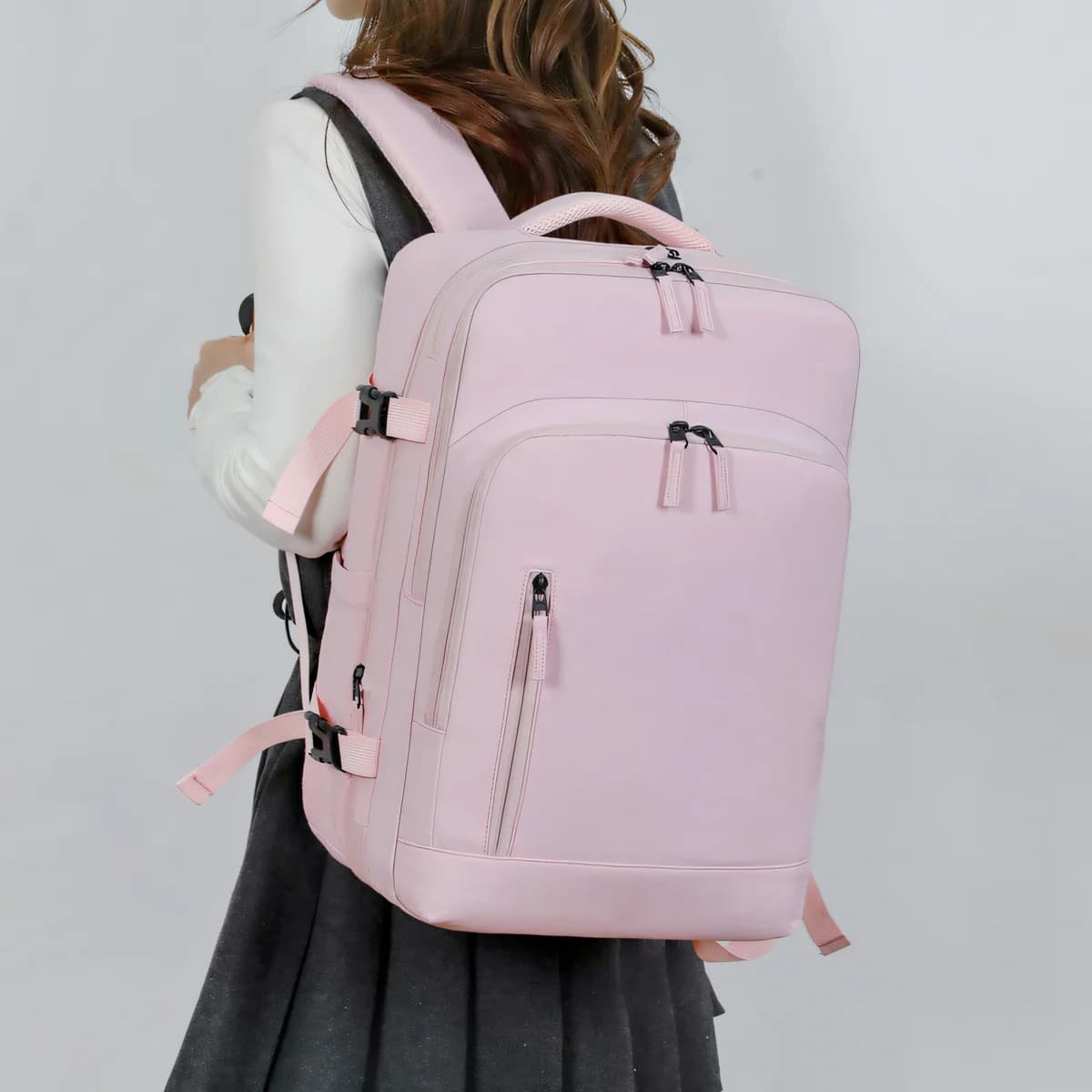 Zaino da donna, borsa da viaggio per brevi distanze per studenti universitari, zaino espandibile per laptop da viaggio d'affari, borsa da scuola