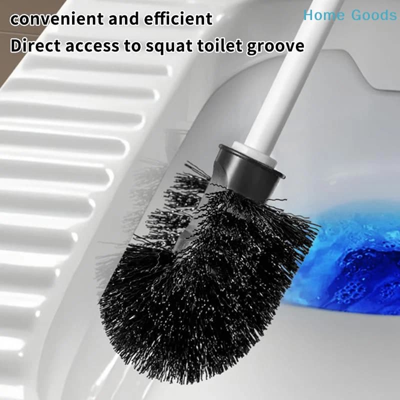 preferredHome Bathroom Plastic Toilet Brush Splash Proof Handle with Holder Set for Deep Cleaning and Hygienic Organization