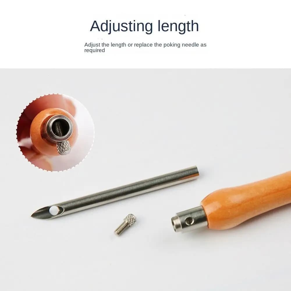 5Pcs 2.5mm/3.5mm/5mm Punch Needle Set Adjustable DIY Tailors Awl Set Wooden Handle Embroidery Craft Punch Stitching Kit