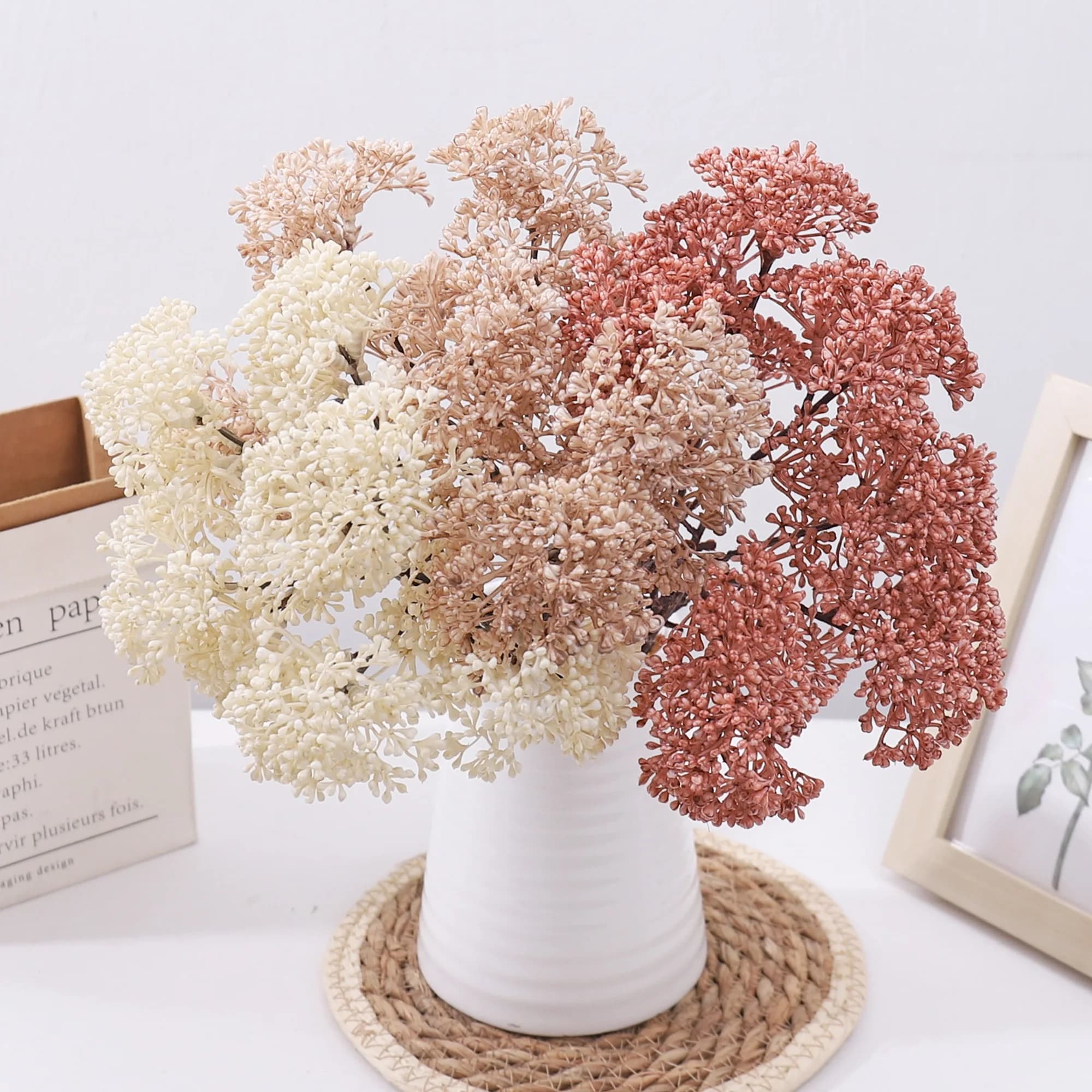 Berry Artificial Flowers Bouquet Realistic DIY Arrangement Millet Flower Dried Home Decoration Wedding Party Fake Flowers
