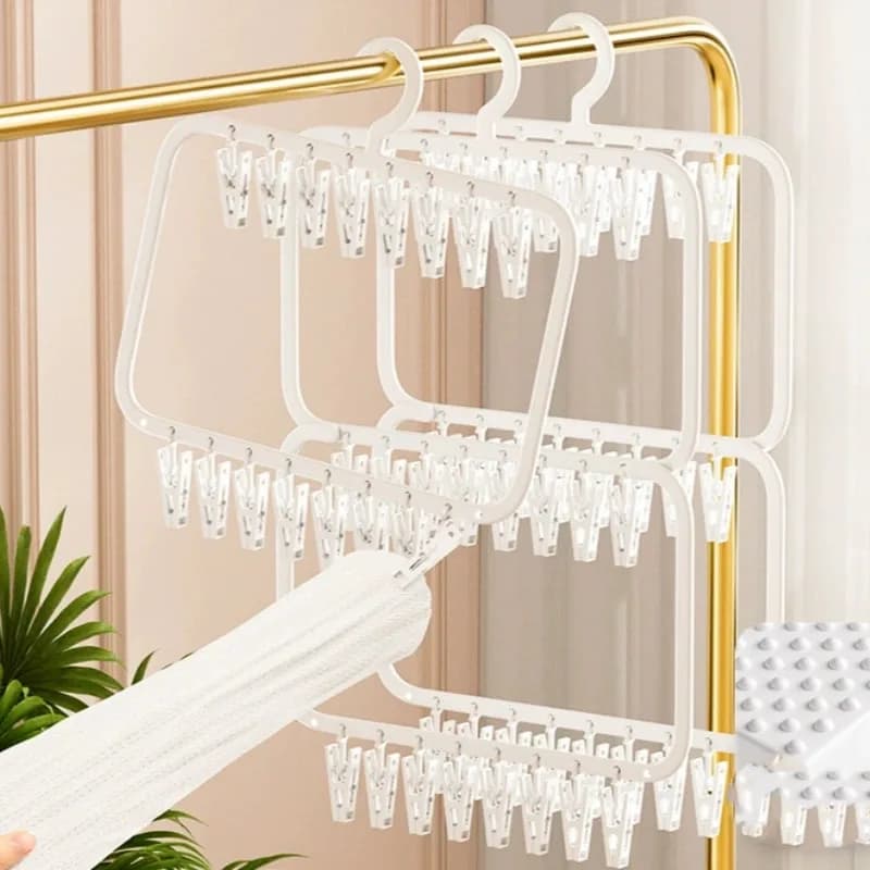 Stendibiancheria Multi-Clip per Calzini, Stendino Multifunzionale Staccabile Salvaspazio per Asciugare Biancheria Intima, Asciugamani, Calzini, Vestiti per Bambini