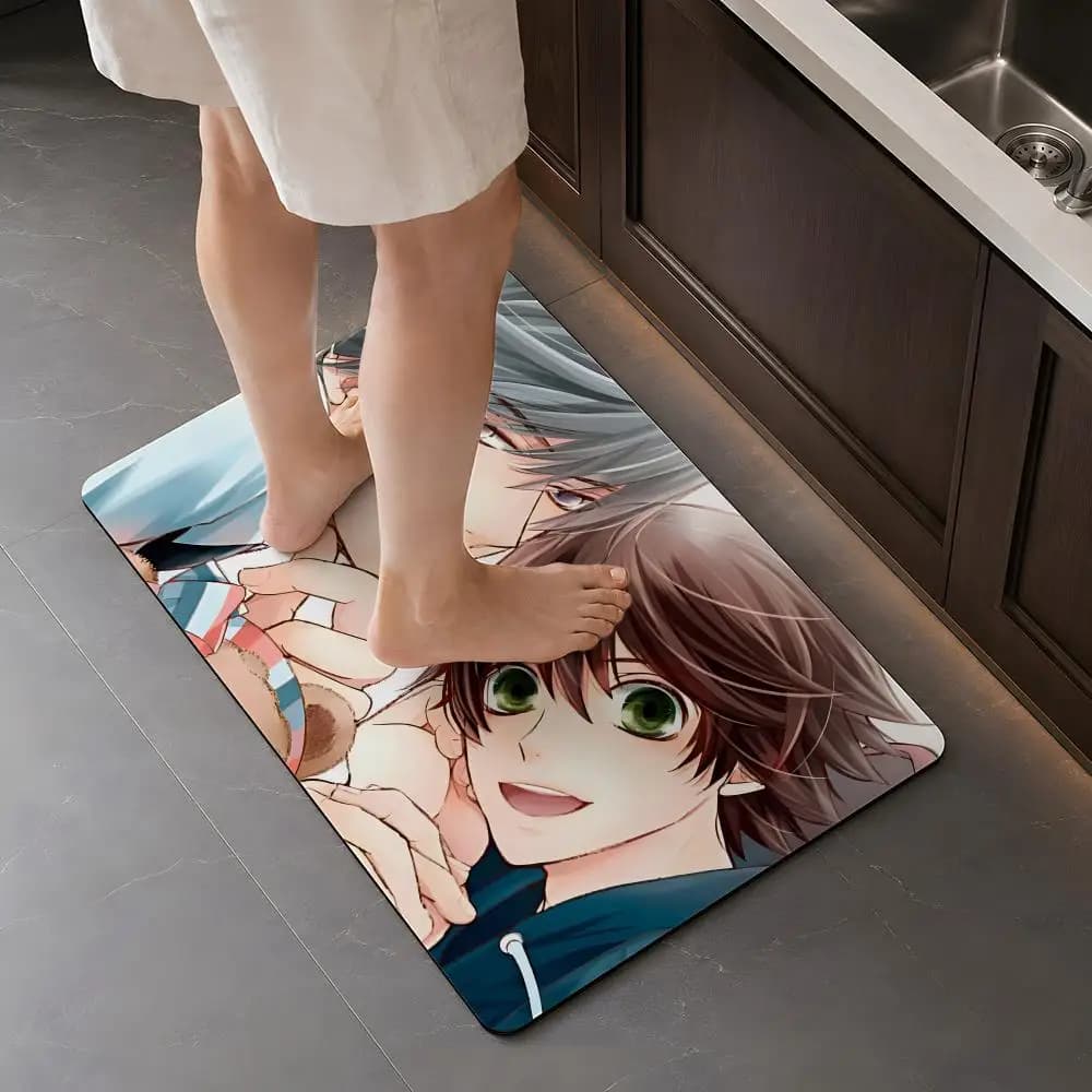 J-Junjou Romantica Anime Floor Mat Diatomite Bath Stone Super Absorbent Non-Slip Quick Dry For Bathroom Toilet Sink Entryway