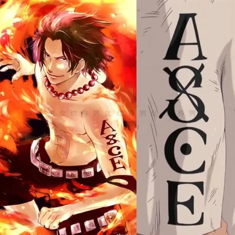 Adesivi per Tatuaggi Temporanei One Piece Fire Fist Ace, Impermeabili e Duraturi, per Decorazione di Mani, Dita e Braccia
