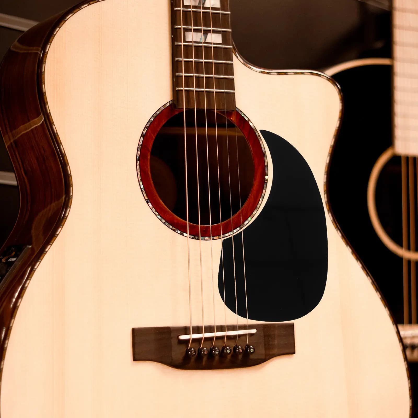 Black Waterdrop Acoustic Guitar Pickguard Celluloid 6.89 X 3.4 Inch Scratch Proof Self Stick Protective Guitar Pick Guard