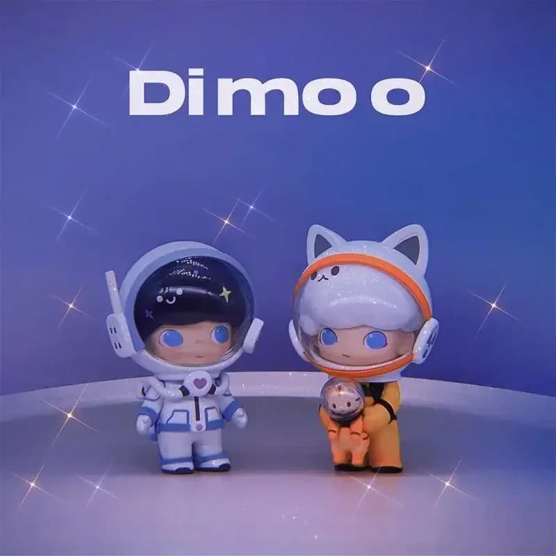 POP MART DIMOO Scatola misteriosa binaria da viaggio spaziale - Borsa per indovinelli ciechi con figura anime carina - Bambola da collezione con ornamento da tavolo